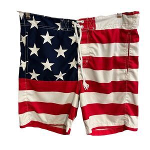 FADED GLORY Board Shorts US Flag Lined Surf Swim Bike Skate Sz S  28-30